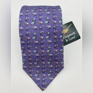 Ringneck and Lure Purple Elephant Design Silk Necktie Tie